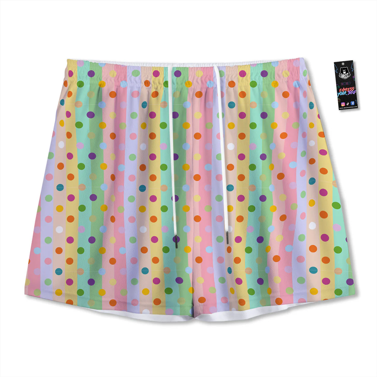 Pastel Polka Dots Print Pattern Mesh Shorts