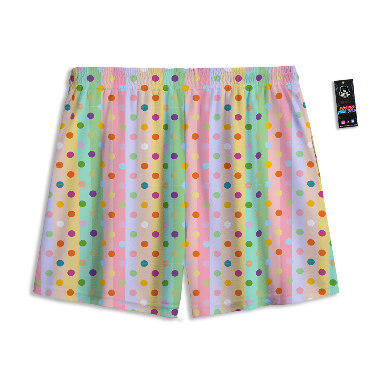 Pastel Polka Dots Print Pattern Mesh Shorts - Image 2