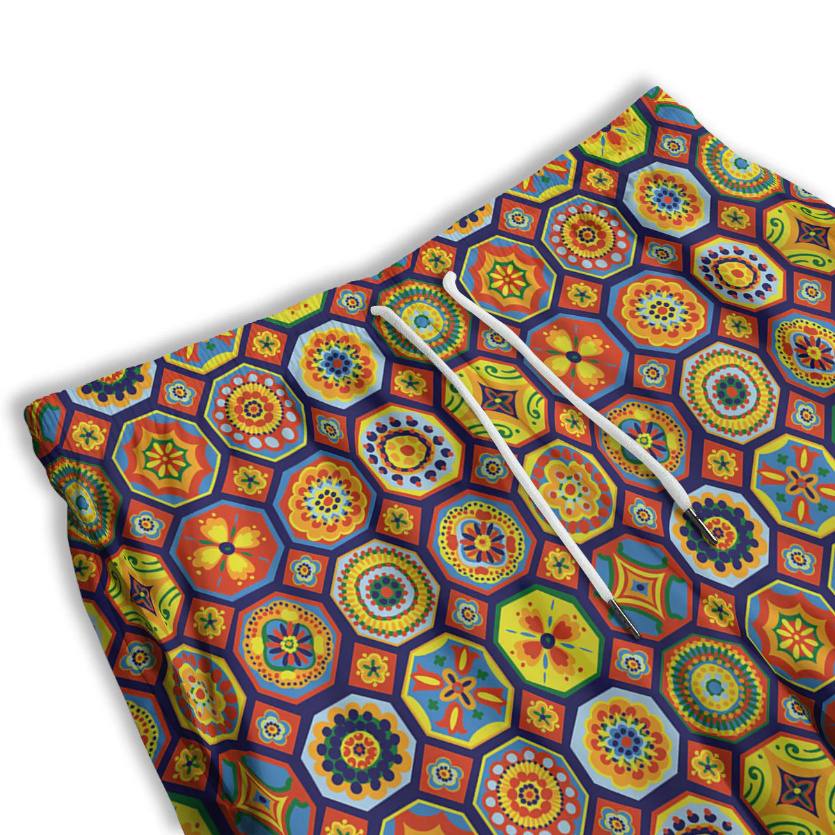 Patchwork Abstract Floral Colorful Print Pattern Men's Athletic Shorts - Image 3