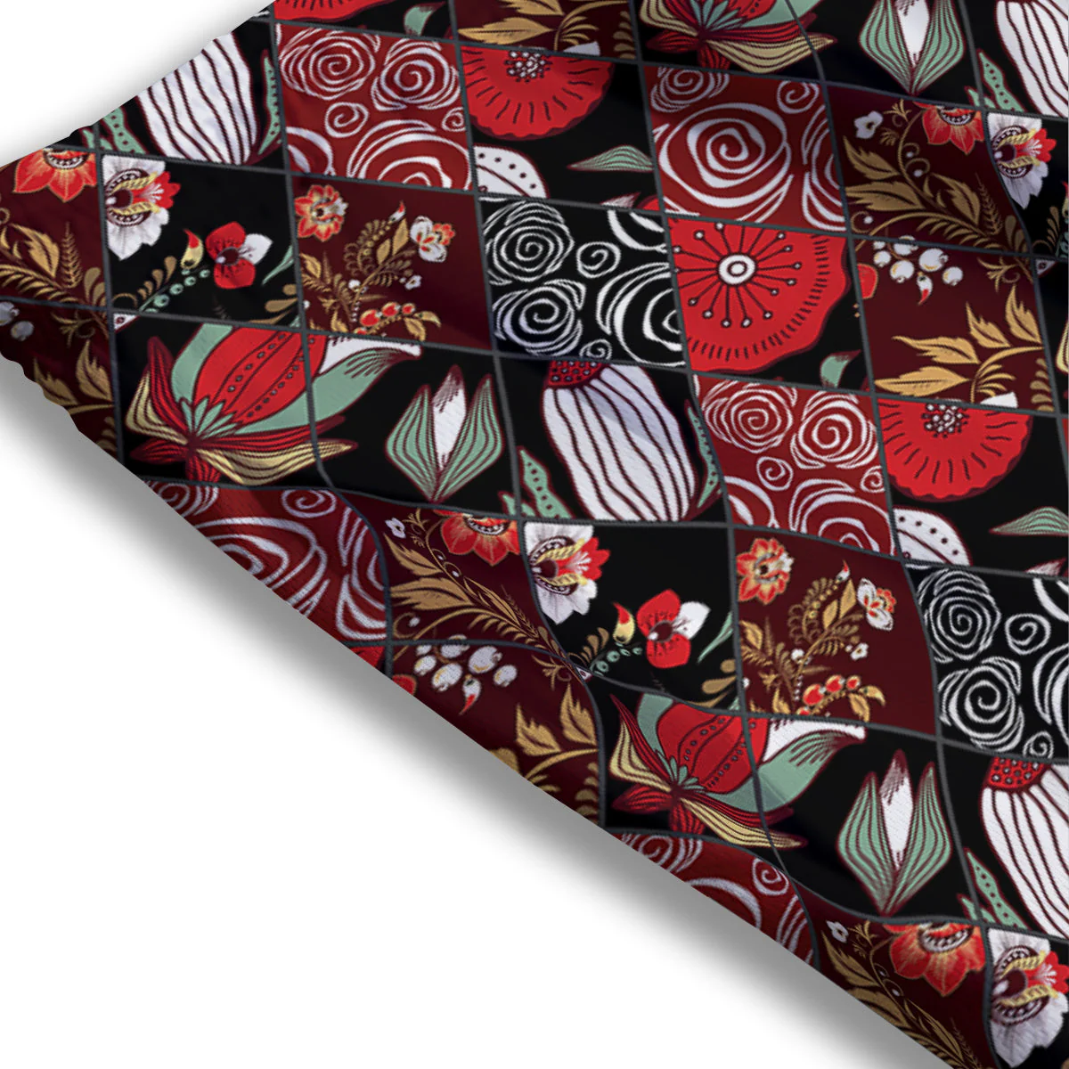 Patchwork Abstract Flower Print Pattern Mesh Shorts - Image 3