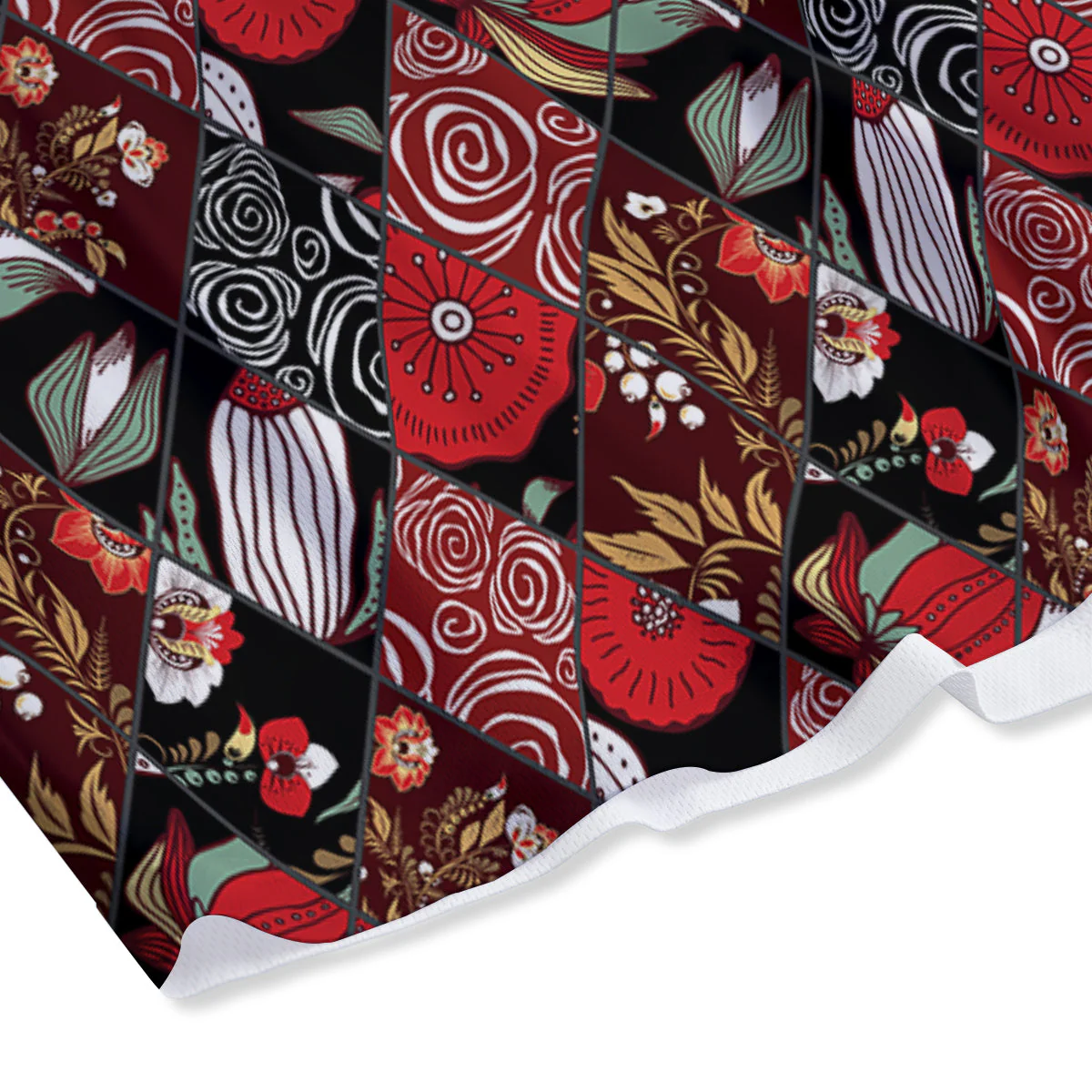 Patchwork Abstract Flower Print Pattern Mesh Shorts - Image 4