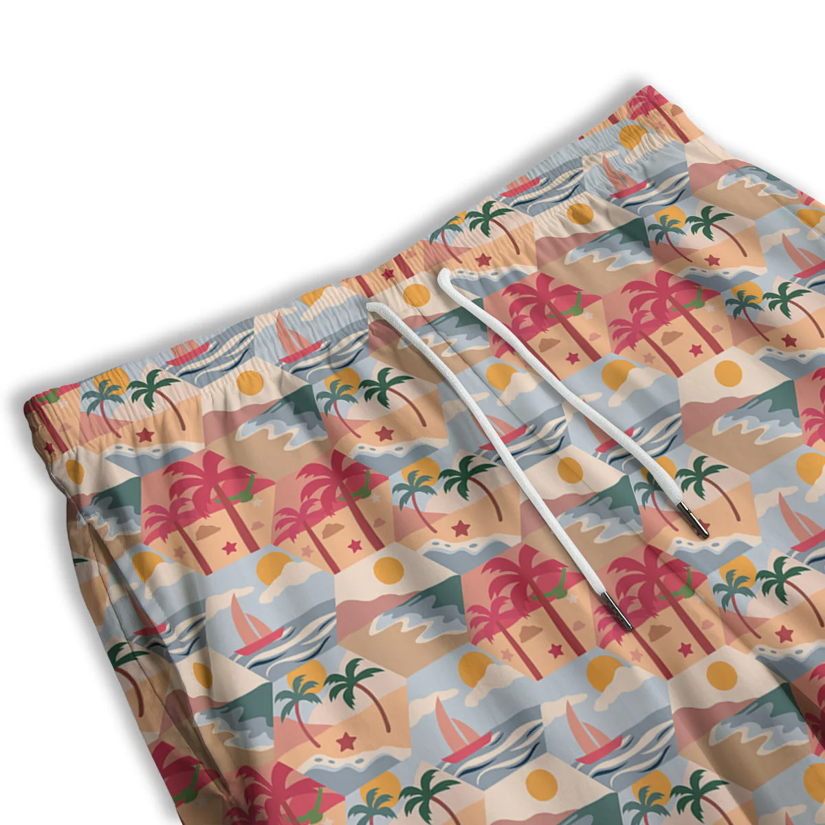 Patchwork Beach And Sunset Sky Print Pattern Men's Athletic Shorts - Image 3
