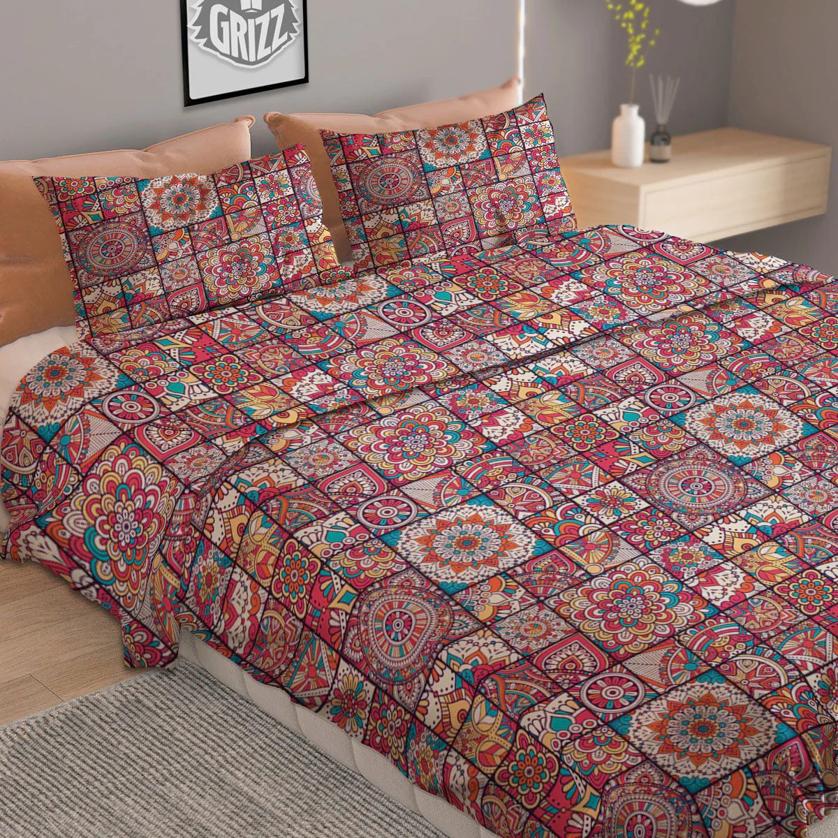 Patchwork Bohemian Print Pattern Duvet Cover Bedding Set - Image 2
