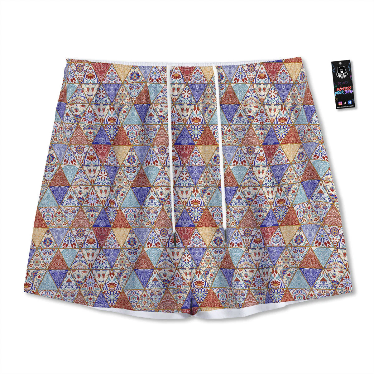 Patchwork Boho Mandala Print Pattern Mesh Shorts