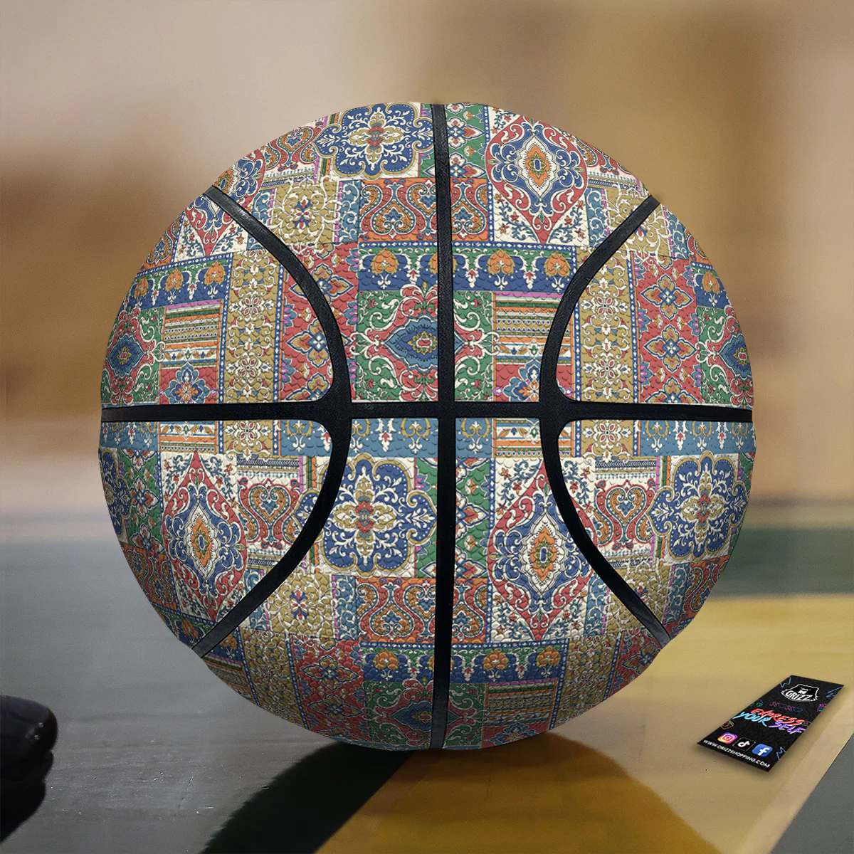 Patchwork Damask Vintage Print Pattern Basketball