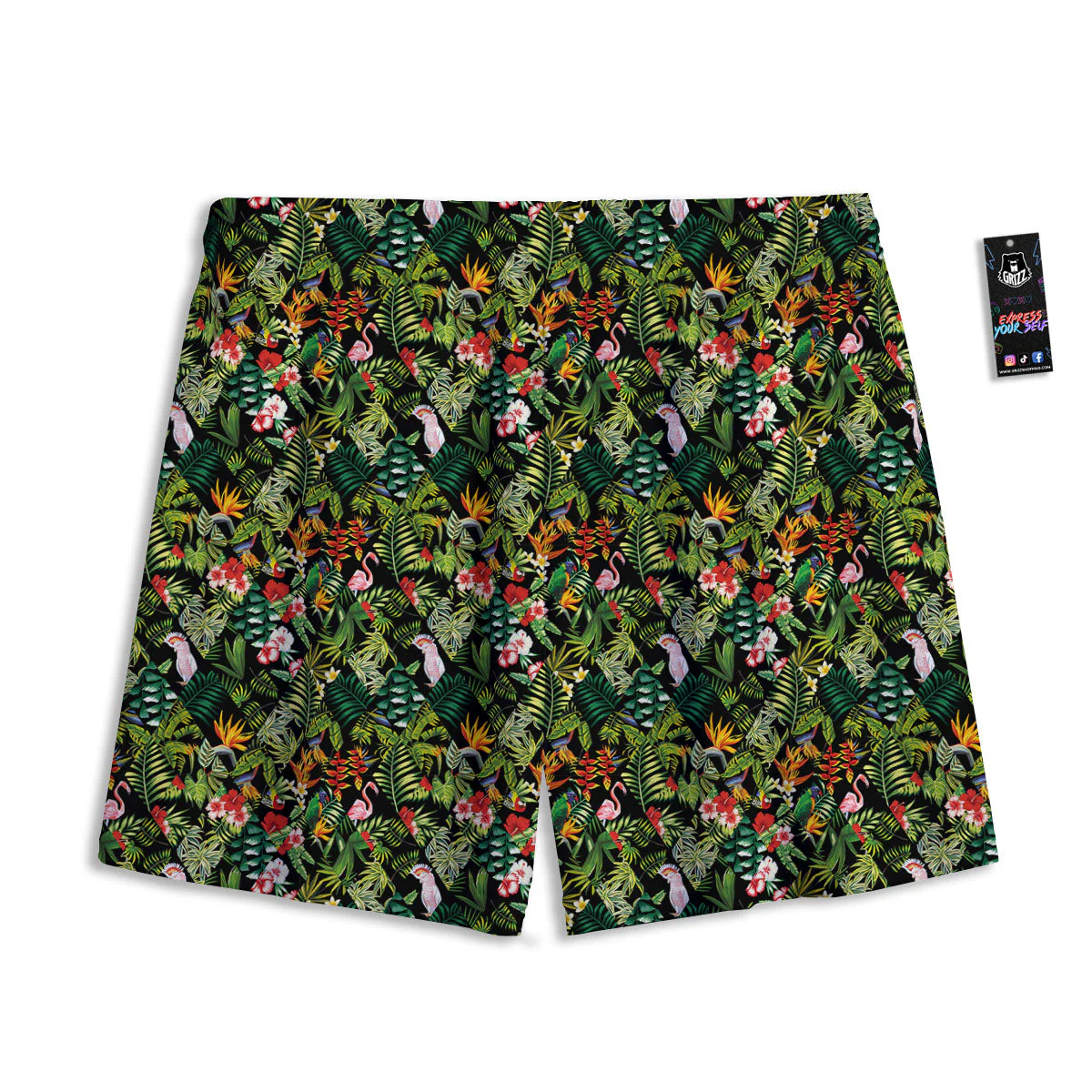 Patchwork Exotic Print Pattern Mesh Shorts - Image 2