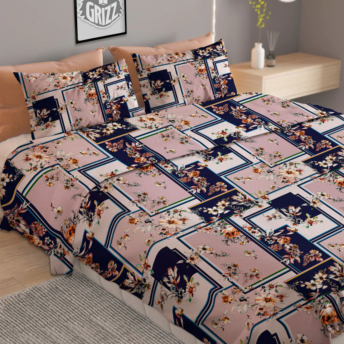 Patchwork Flower Vintage Print Pattern Duvet Cover Bedding Set - Image 2