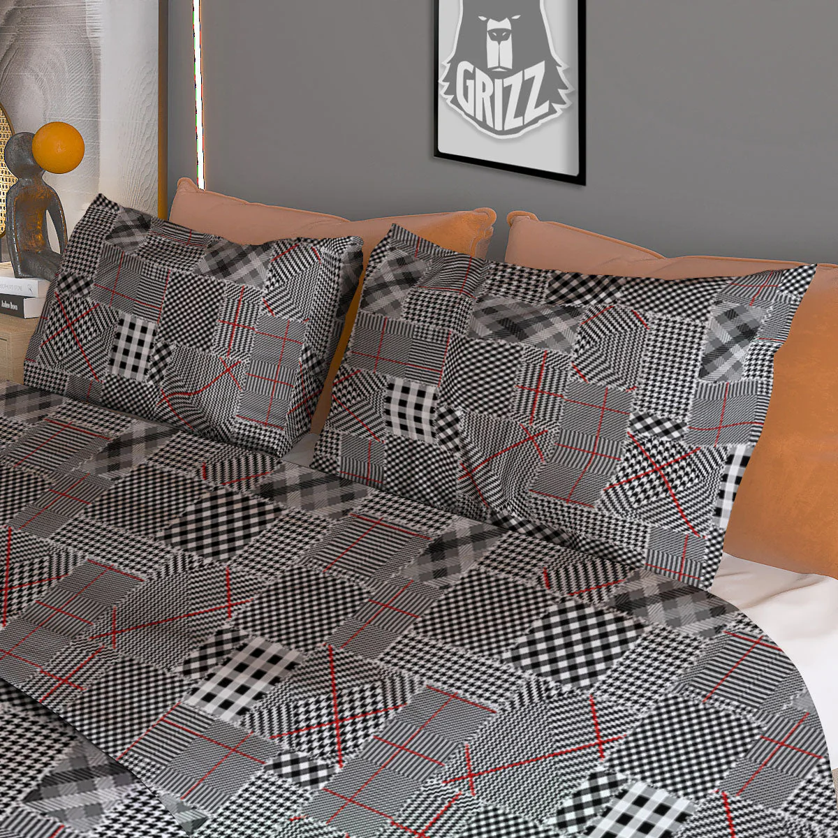 Patchwork Glen Plaid Print Pattern Duvet Cover Bedding Set - Image 3