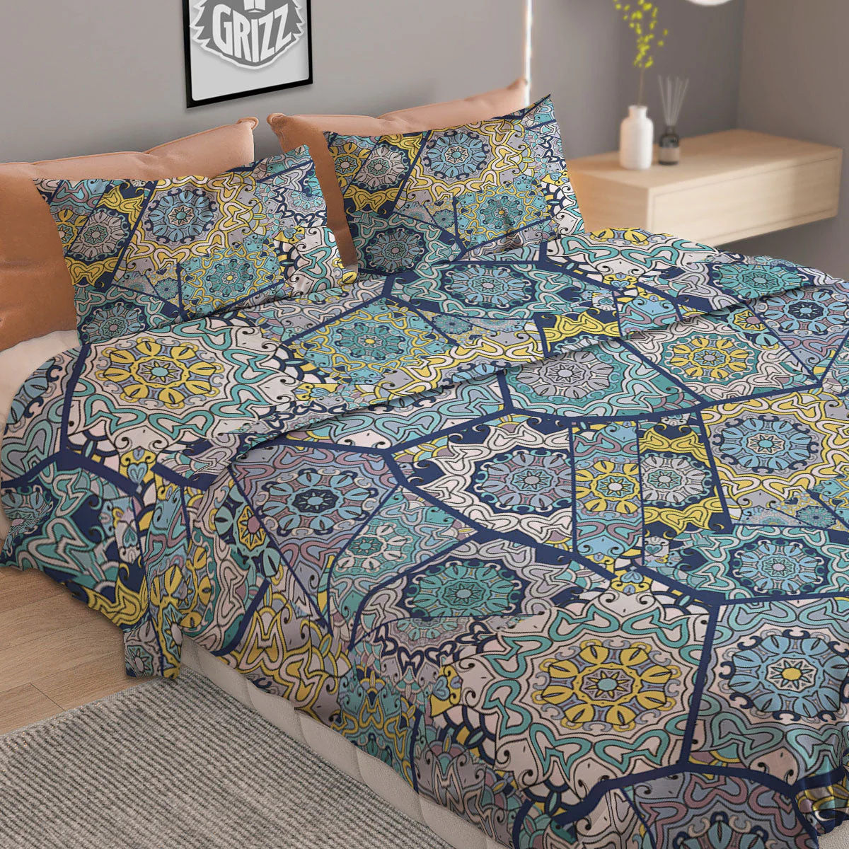 Patchwork Indian Floral Print Pattern Duvet Cover Bedding Set - Image 2