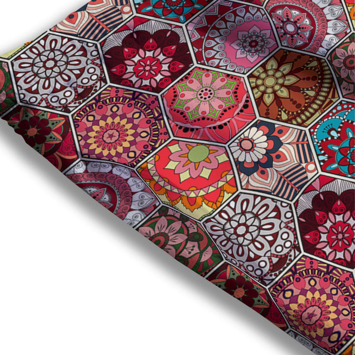 Patchwork Indian Print Pattern Mesh Shorts - Image 3