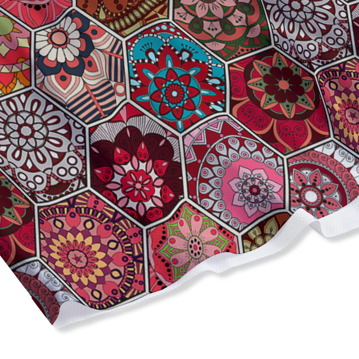 Patchwork Indian Print Pattern Mesh Shorts - Image 4