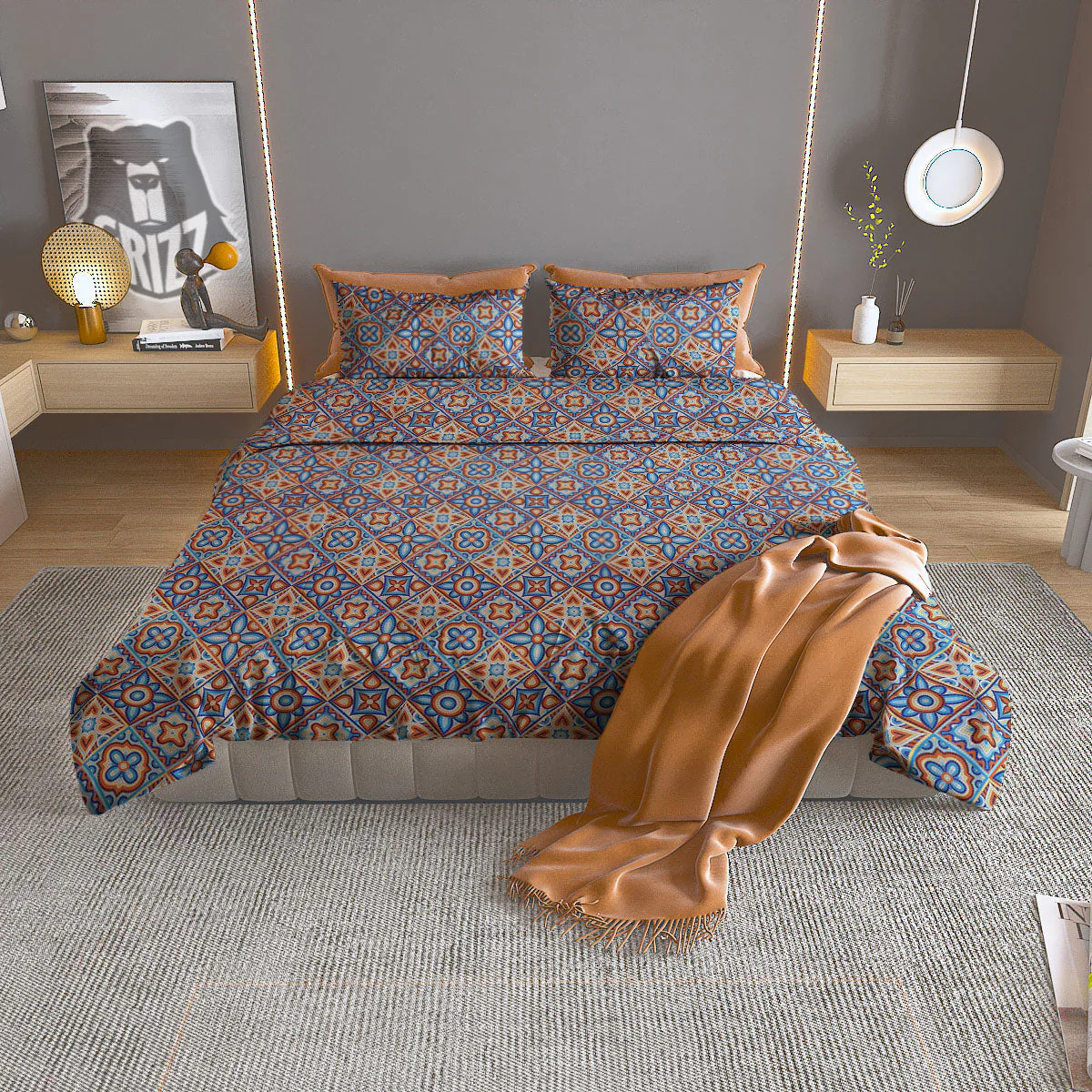 Patchwork Mosaic Print Pattern Duvet Cover Bedding Set