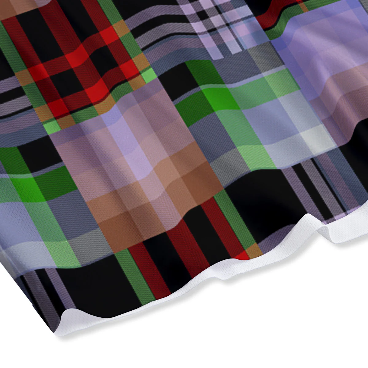 Patchwork Plaid Madras Print Pattern Mesh Shorts - Image 4