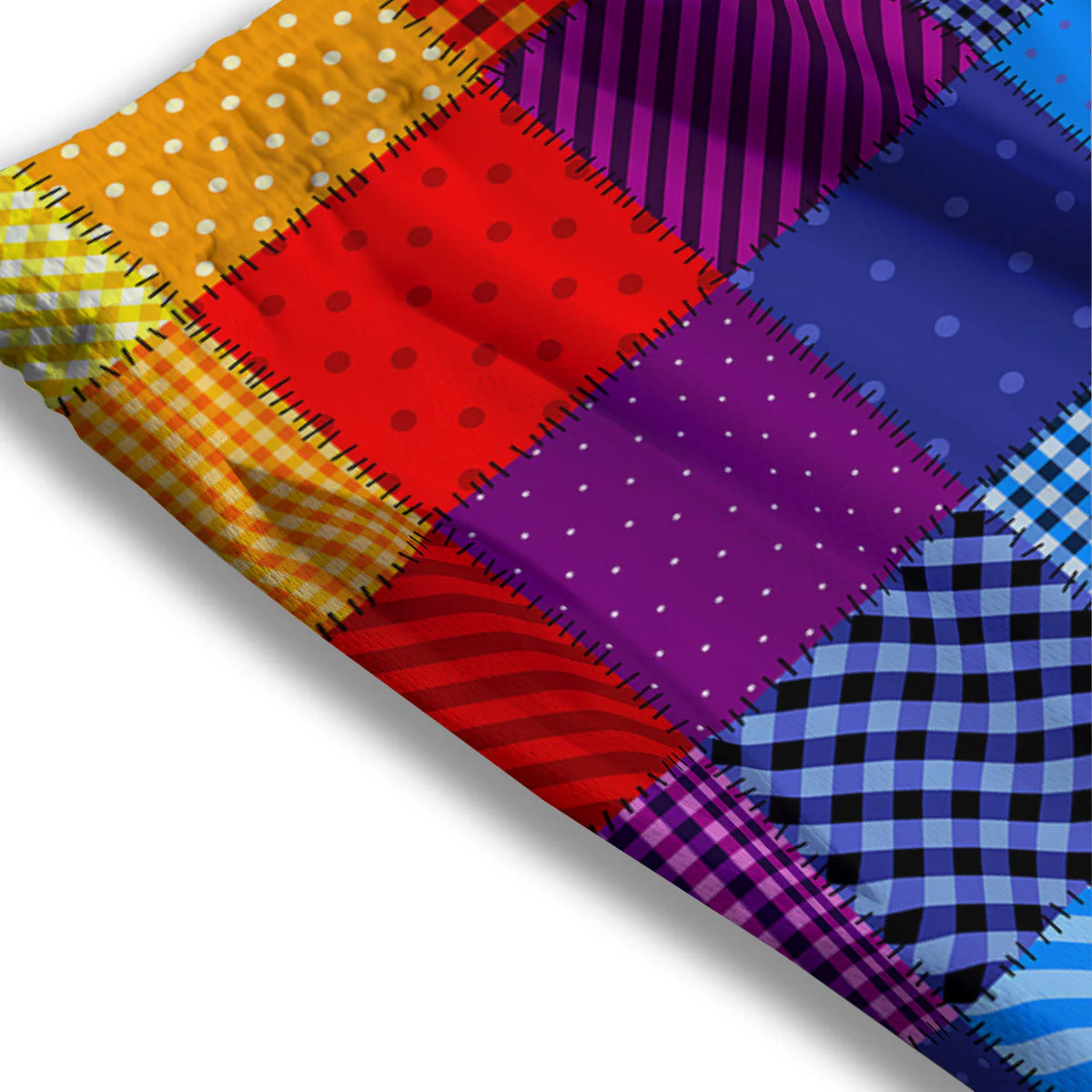 Patchwork Rainbow Print Pattern Mesh Shorts - Image 3