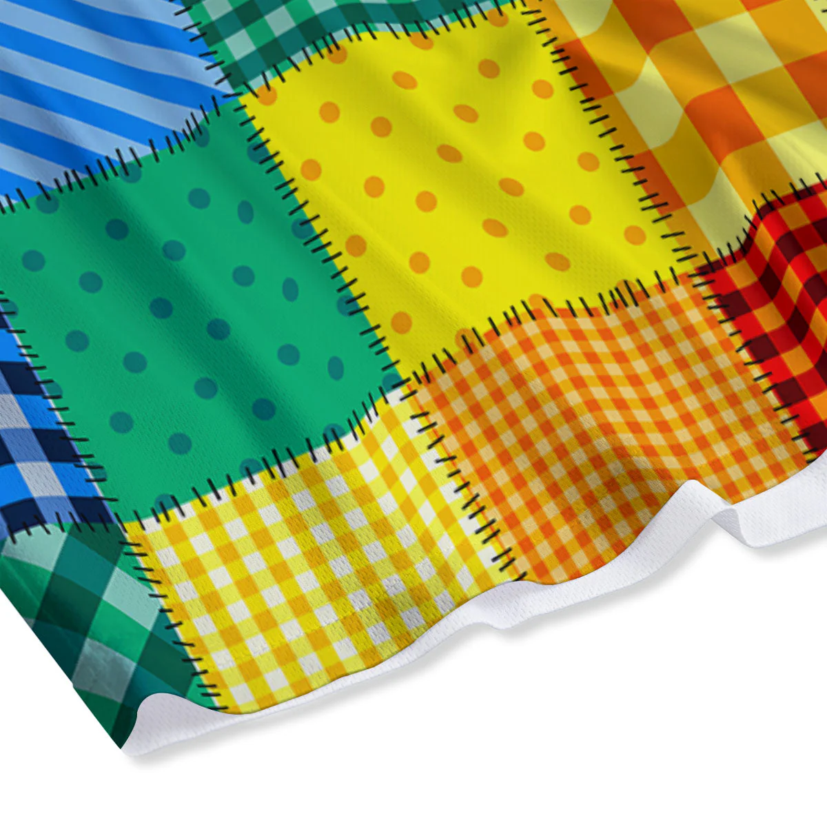 Patchwork Rainbow Print Pattern Mesh Shorts - Image 4