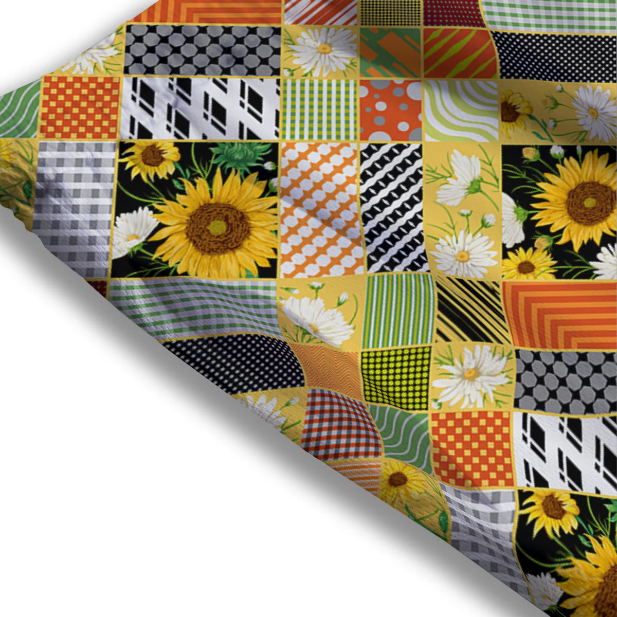 Patchwork Sunflowers Print Mesh Shorts - Image 3