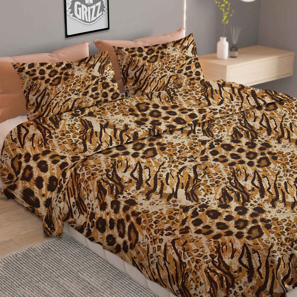 Patchwork Tiger Skin Print Pattern Duvet Cover Bedding Set - Image 2