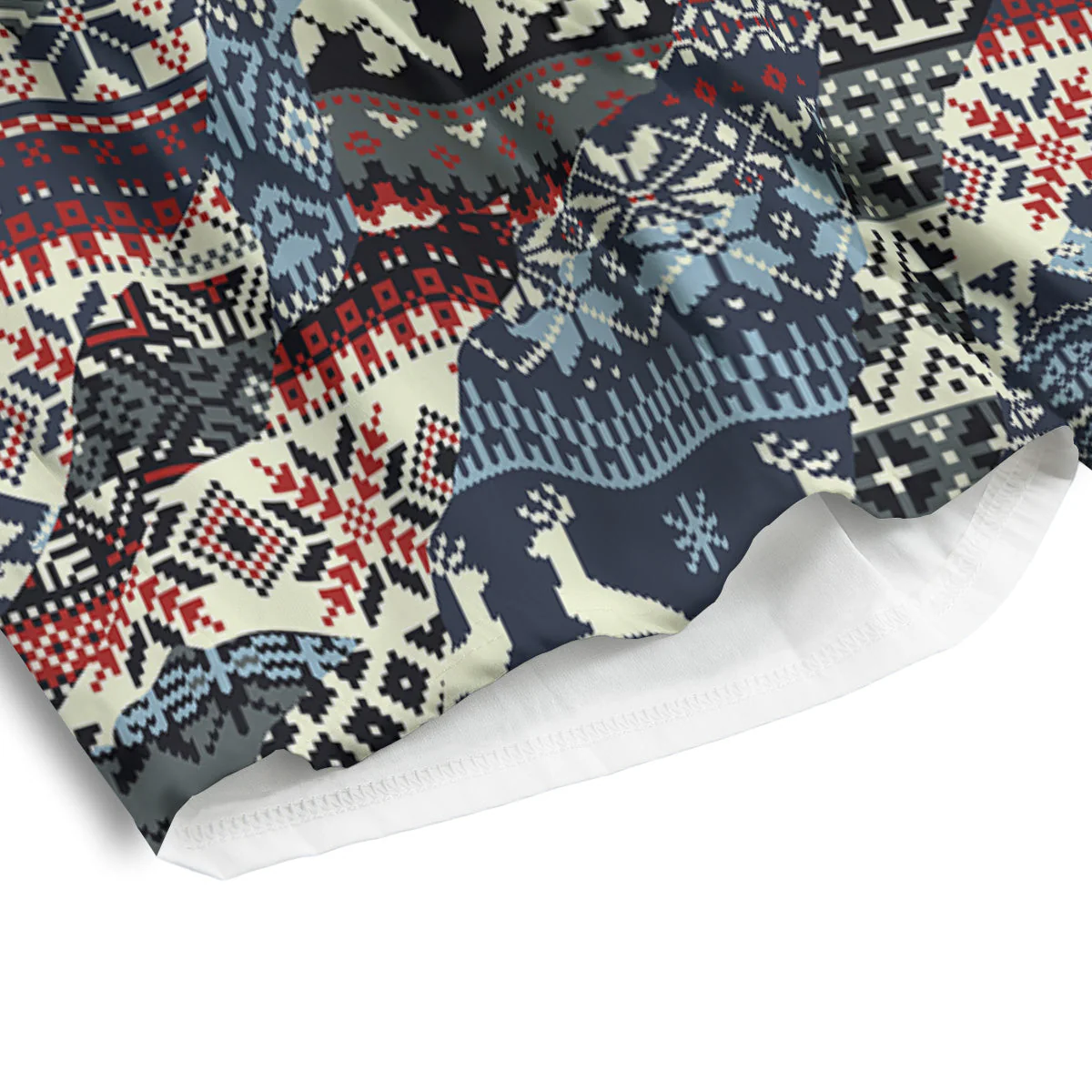 Patchwork Ugly Snowflake And Knitted Print Pattern Men's Athletic Shorts - Image 4