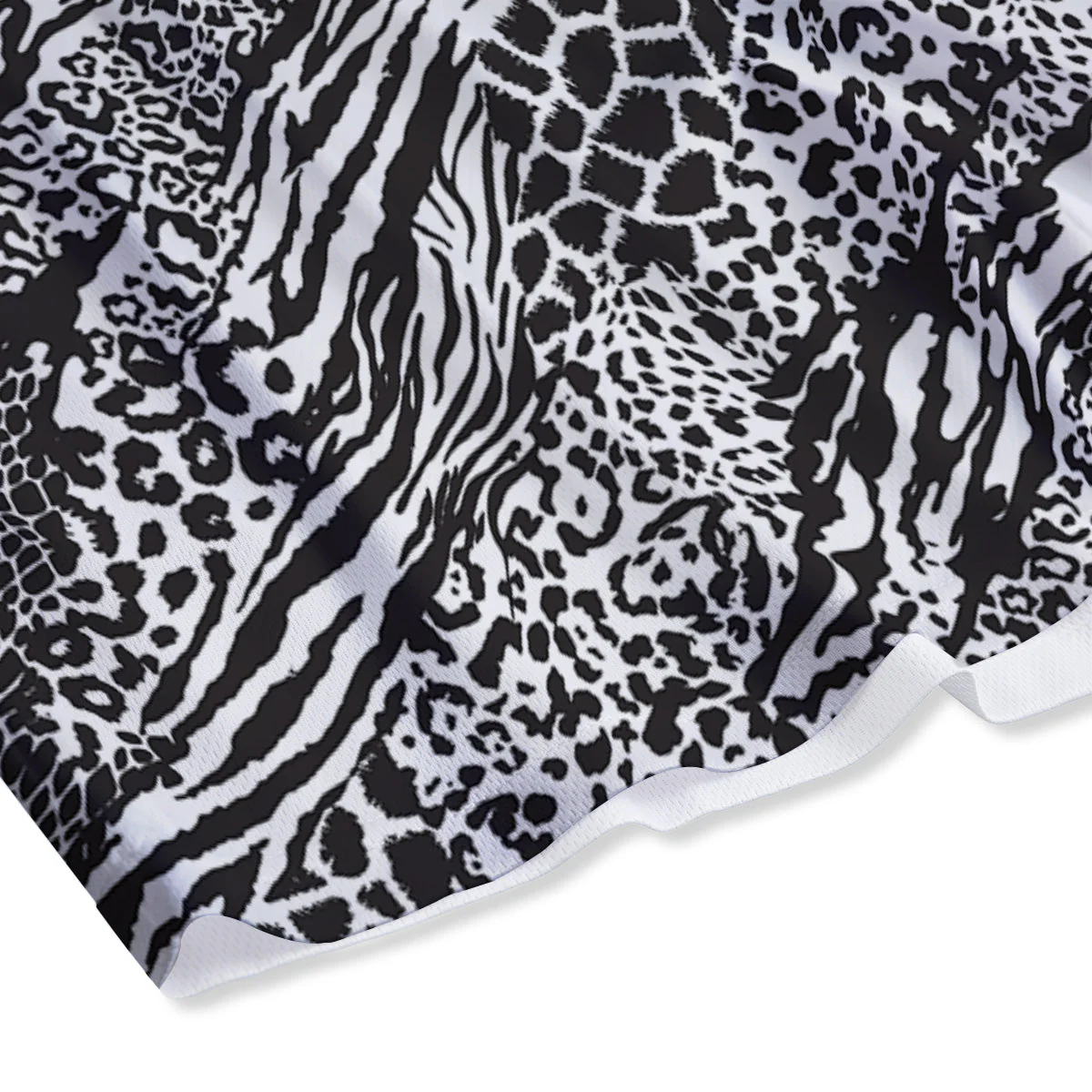 Patchwork White Black Animal Skins Print Pattern Mesh Shorts - Image 4