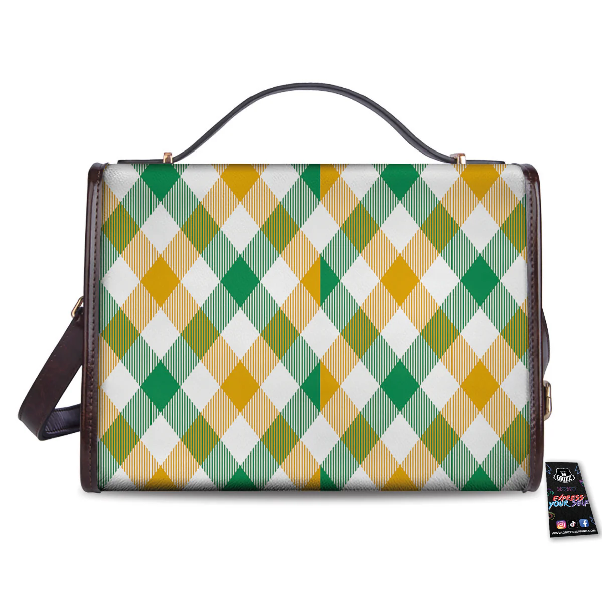 Patrick's Day Irish Plaid Print Women's Satchel Bag - Image 2