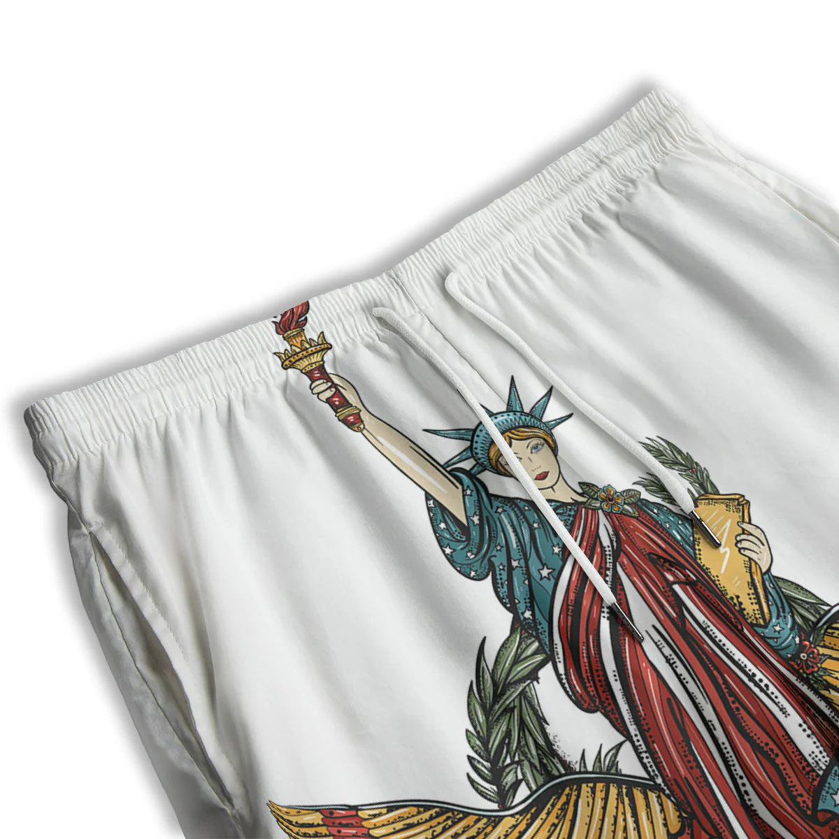 Patriotic Art Statue Of Liberty Print Men's Athletic Shorts - Image 3