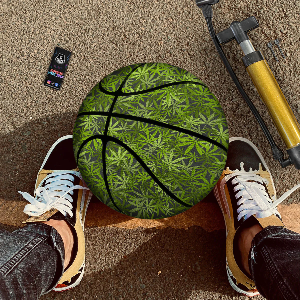 Pattern Leaf Marijuana Print Basketball - Image 2