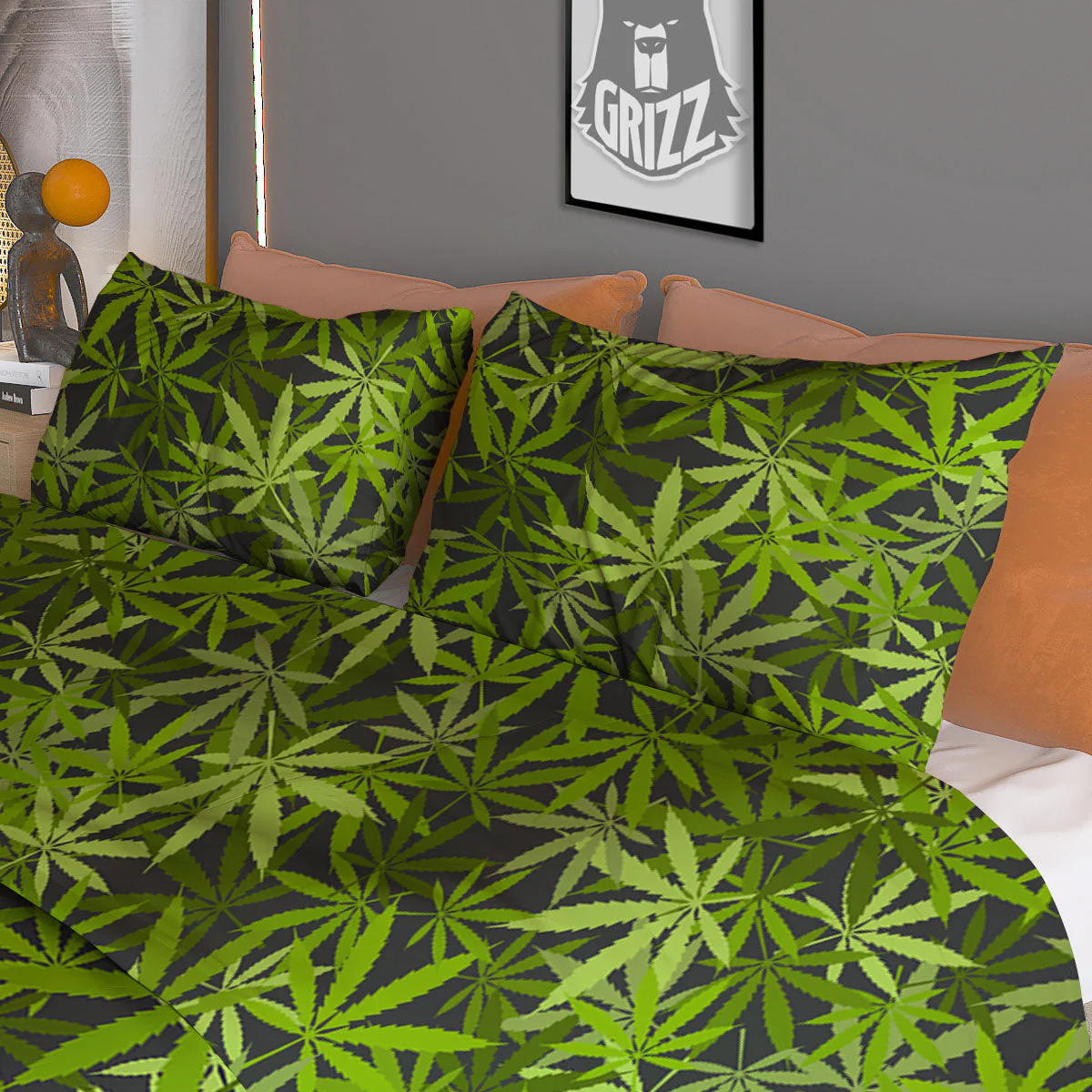 Pattern Leaf Marijuana Print Duvet Cover Bedding Set - Image 3