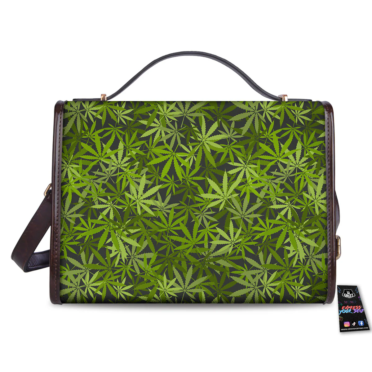 Pattern Leaf Marijuana Print Women's Satchel Bag - Image 2