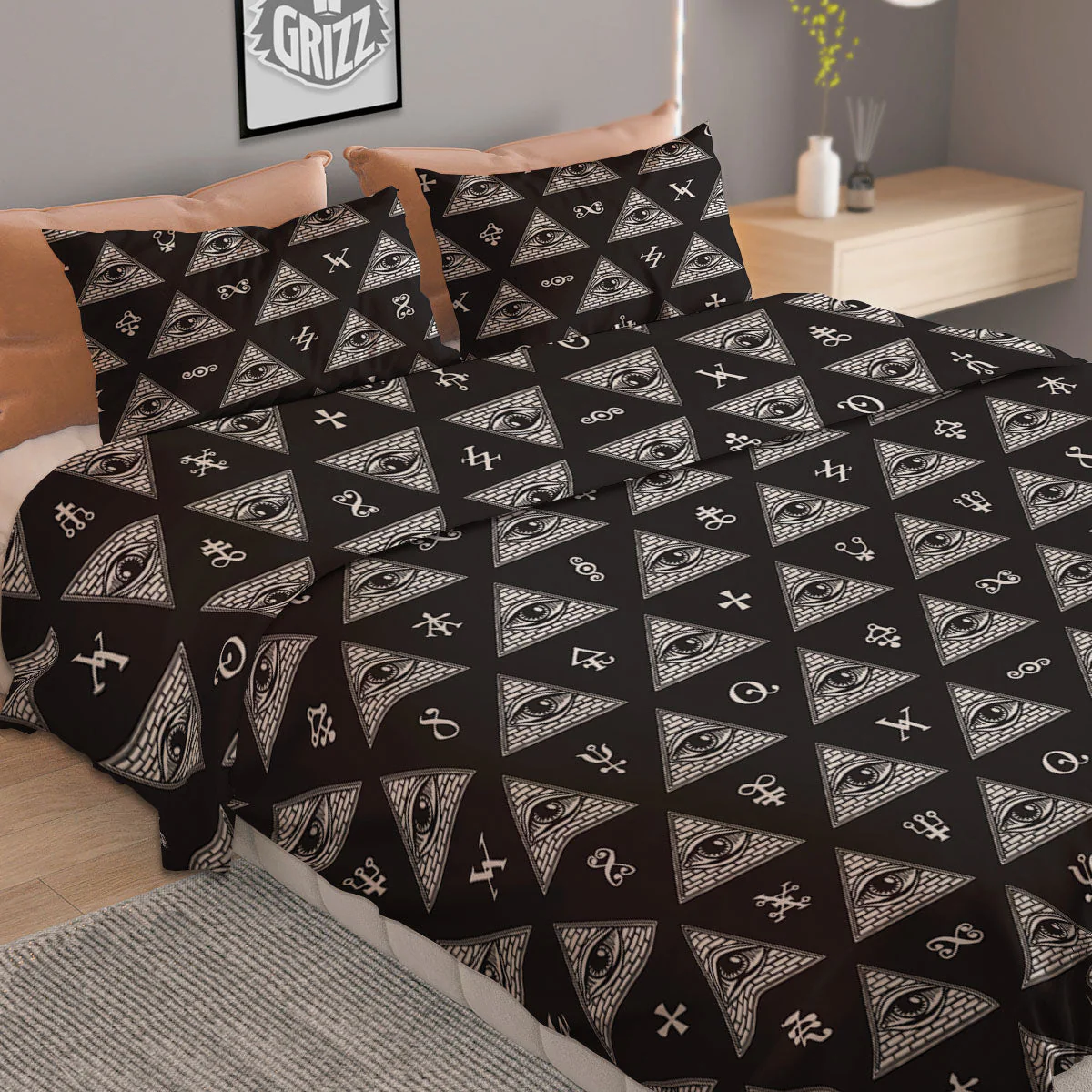 Pattern Masonic Eye Print Duvet Cover Bedding Set - Image 2