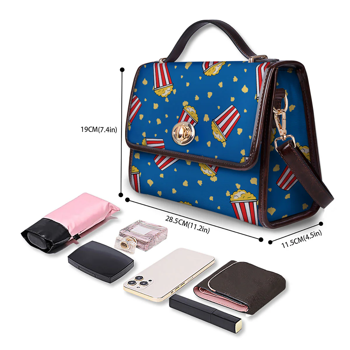 Pattern Popcorn Print Women's Satchel Bag - Image 4