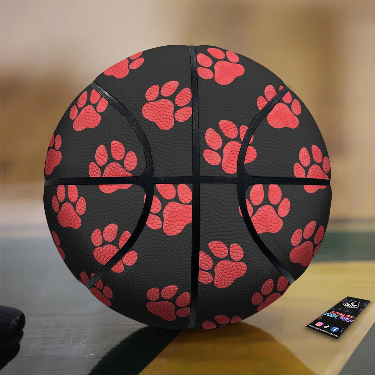 Paw Black And Red Print Pattern Basketball