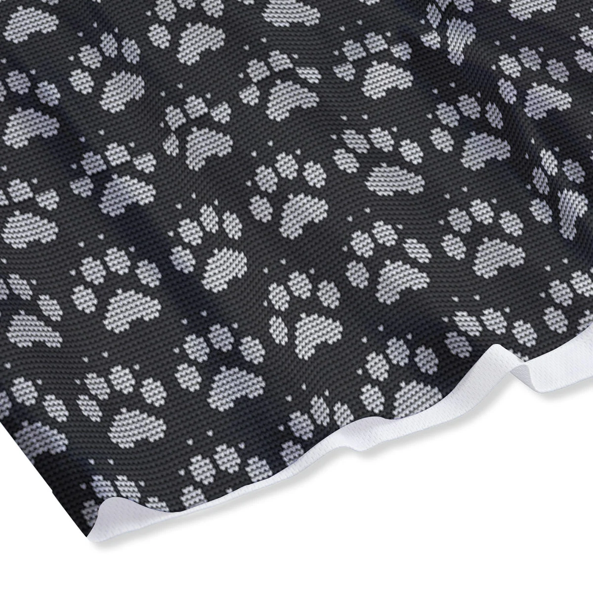 Paw Knitted White And Grey Print Pattern Mesh Shorts - Image 4
