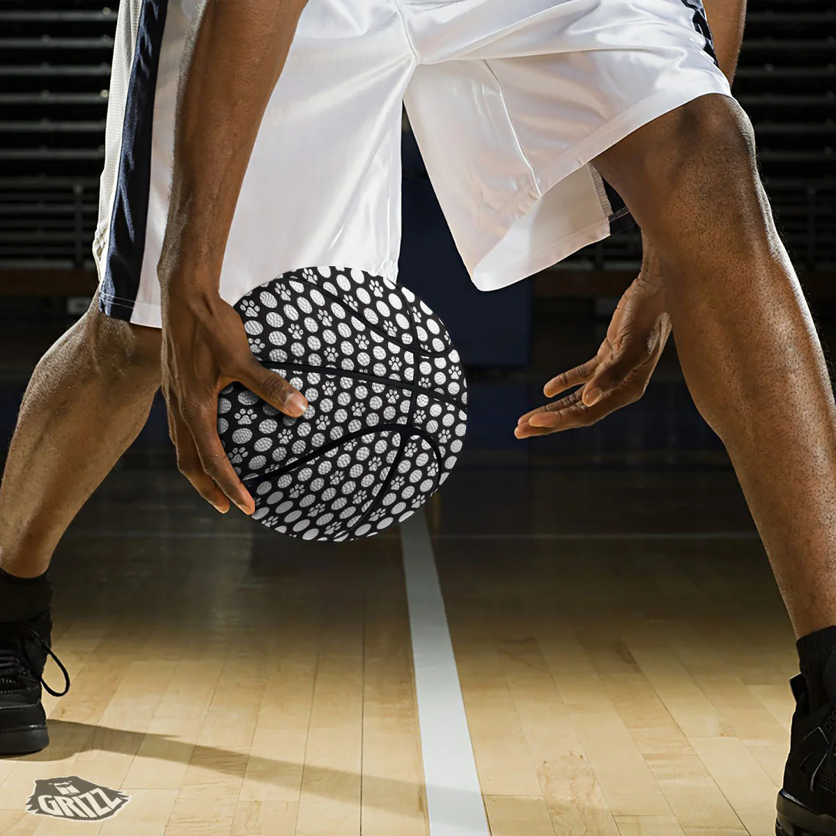 Paw Polka Dot White And Black And Print Basketball - Image 3