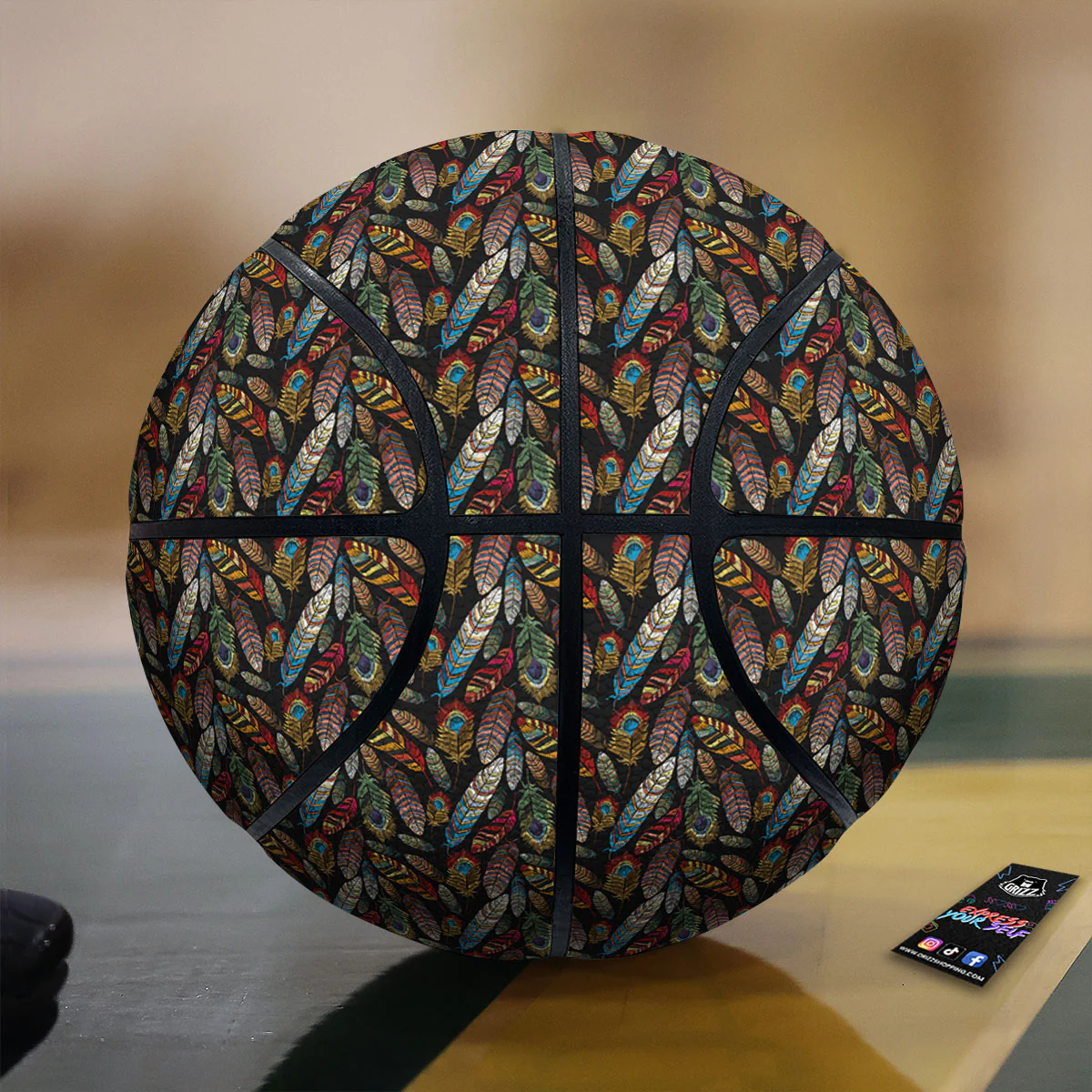 Peacock Embroidery Print Pattern Basketball
