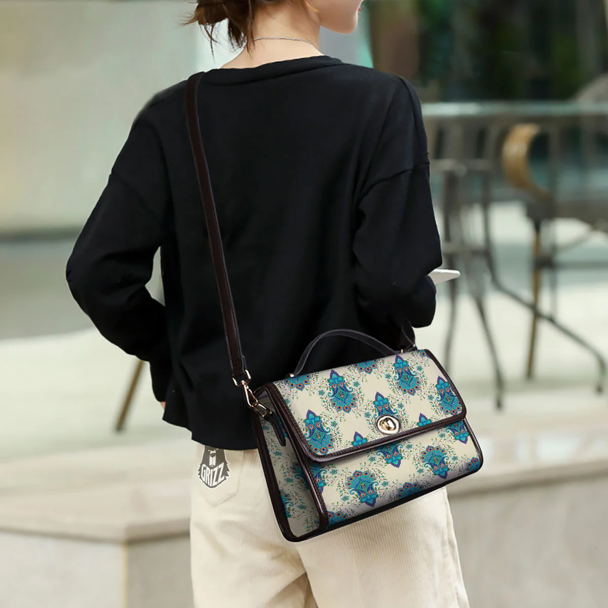 Peacock Feather Vintage Print Pattern Women's Satchel Bag - Image 3