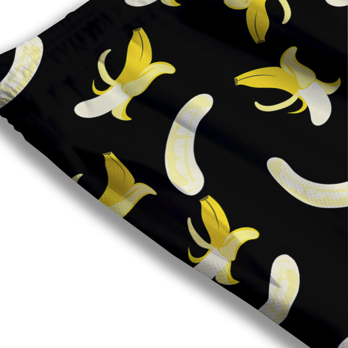 Peeled Banana Print Pattern Mesh Shorts - Image 3