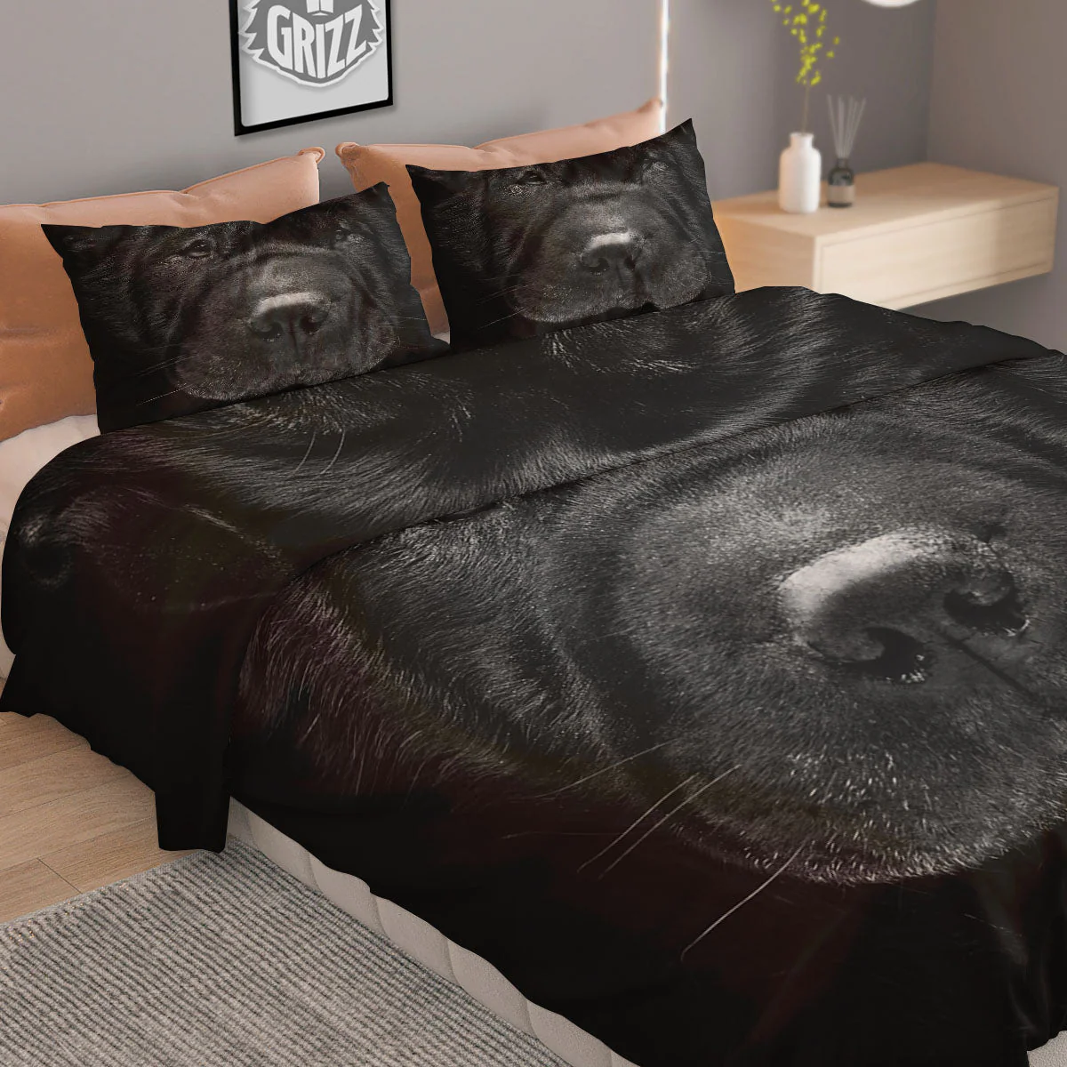 Pei Shar Monochrome Print Duvet Cover Bedding Set - Image 2