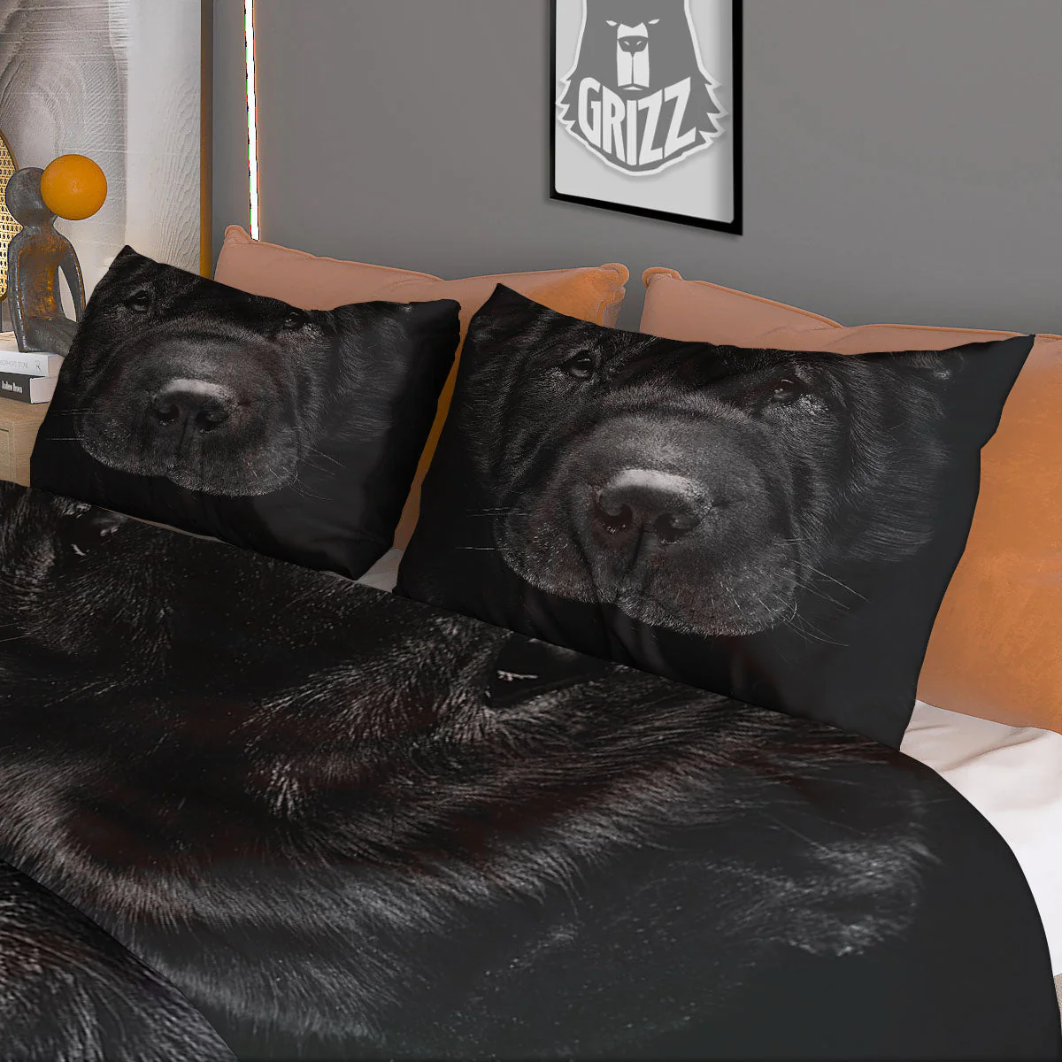 Pei Shar Monochrome Print Duvet Cover Bedding Set - Image 3