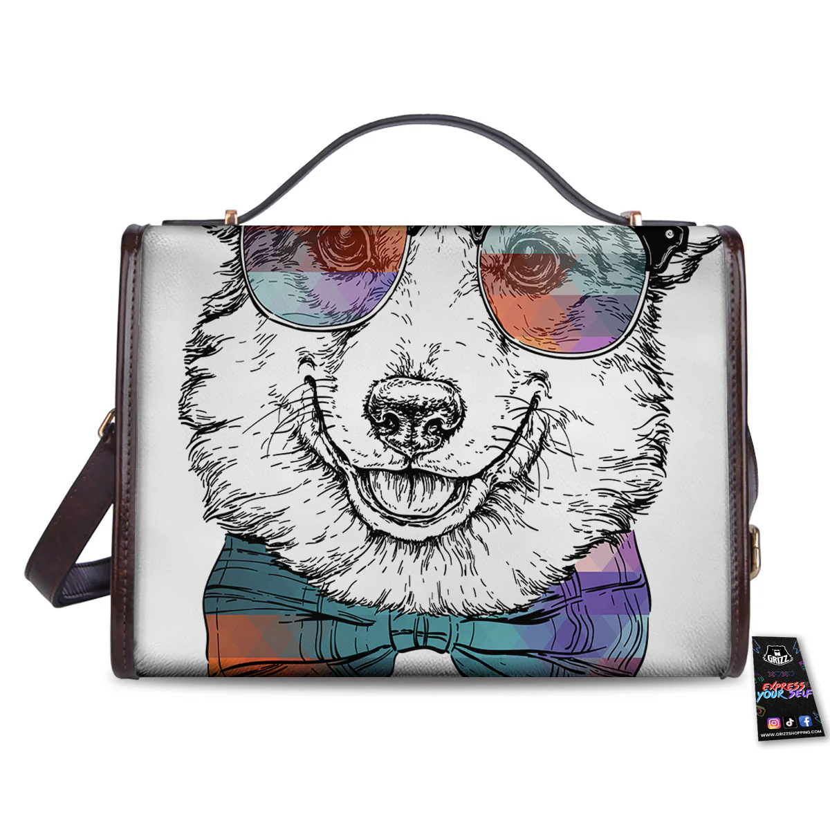 Pembroke Welsh Corgi Hipster Print Women's Satchel Bag - Image 2