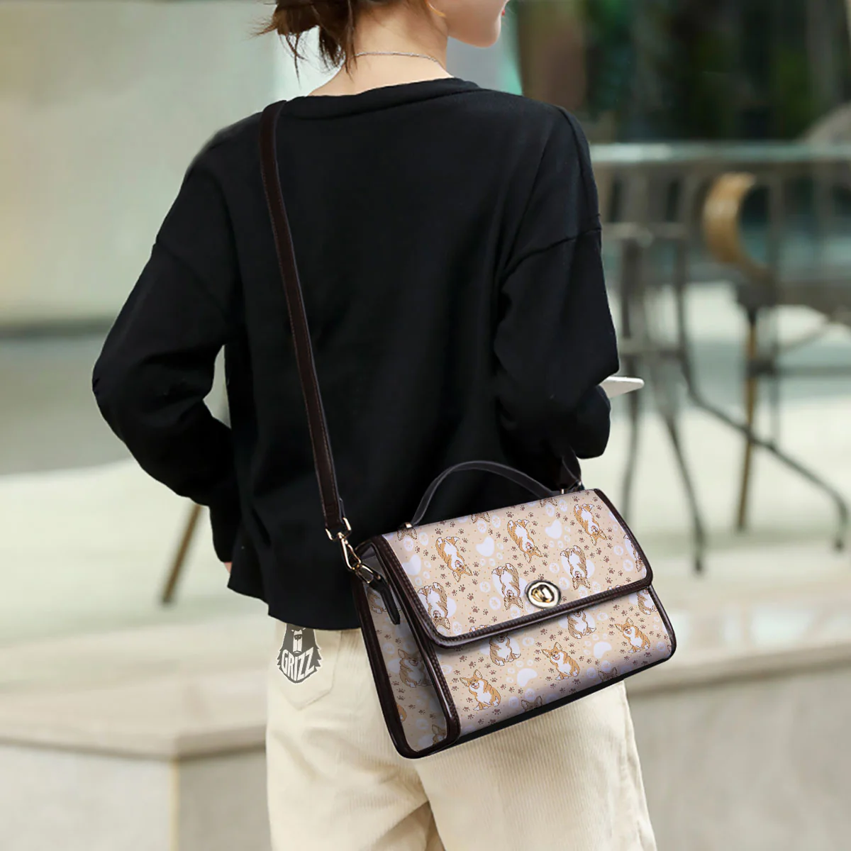 Pembroke Welsh Corgi Print Pattern Women's Satchel Bag - Image 3
