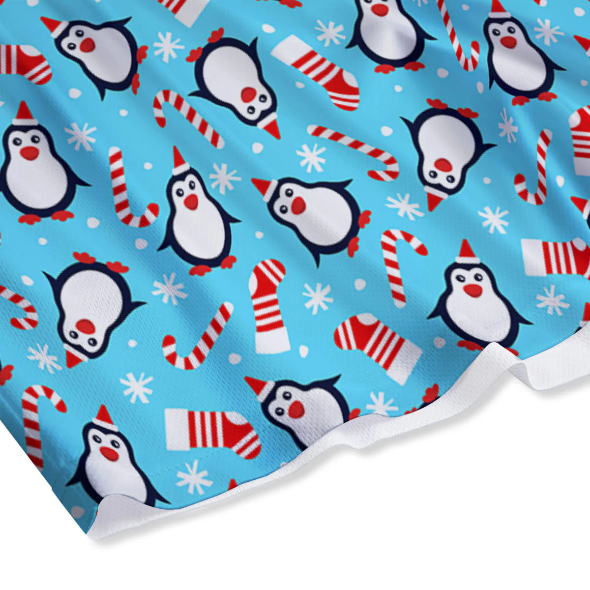 Penguin Christmas Santa Print Pattern Mesh Shorts - Image 4