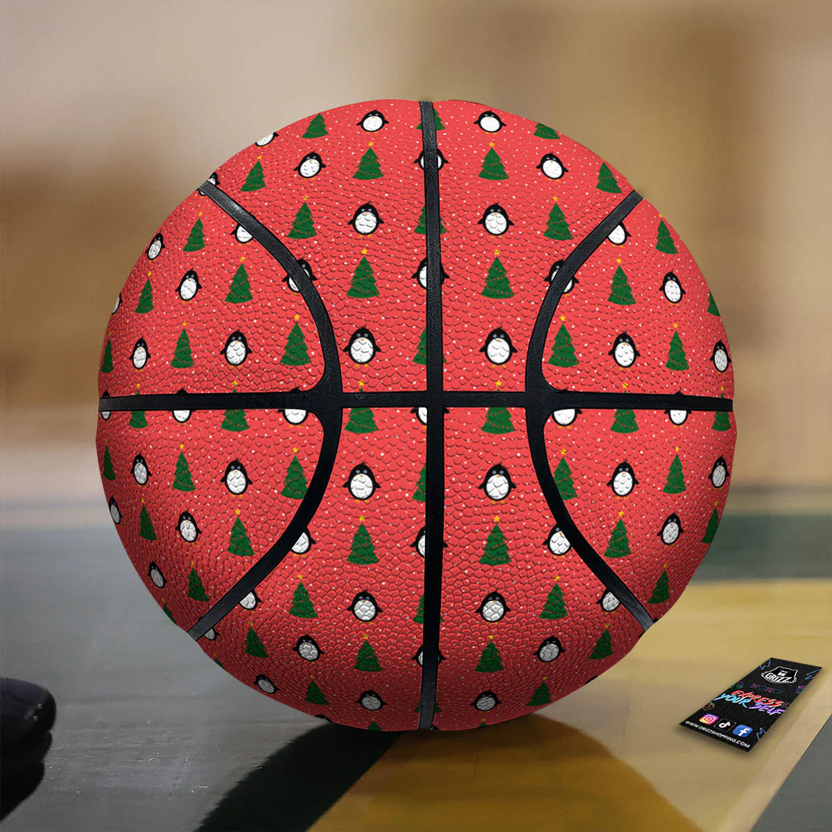 Penguin Christmas Snowy Print Pattern Basketball
