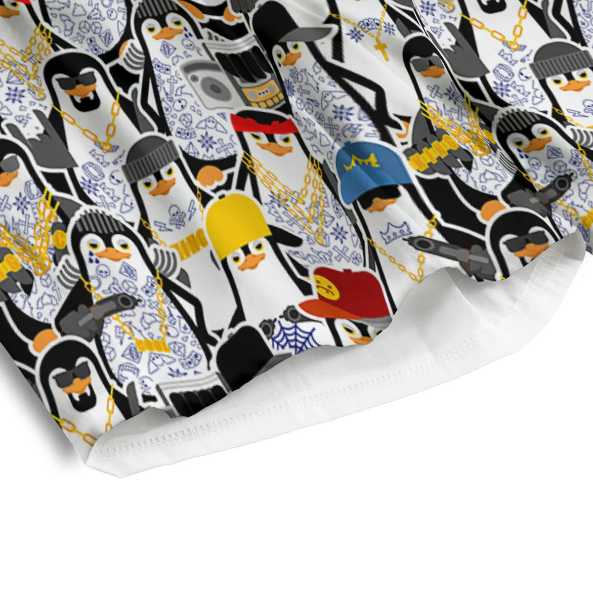 Penguin Criminal Print Pattern Men's Athletic Shorts - Image 4