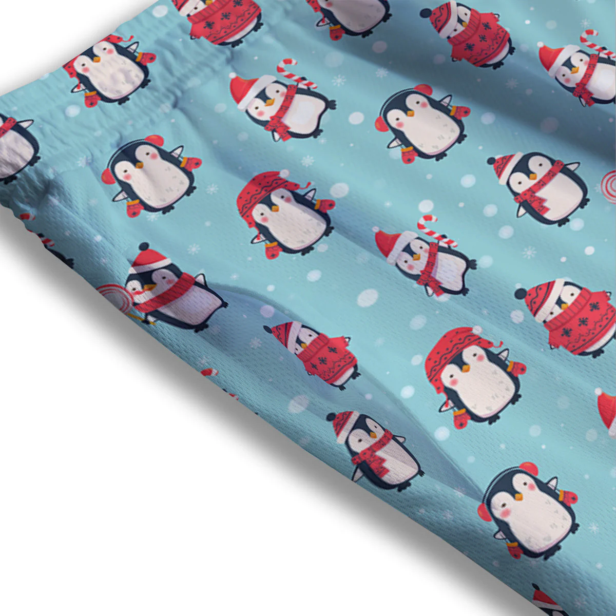 Penguin Cute Snowy Print Pattern Mesh Shorts - Image 3