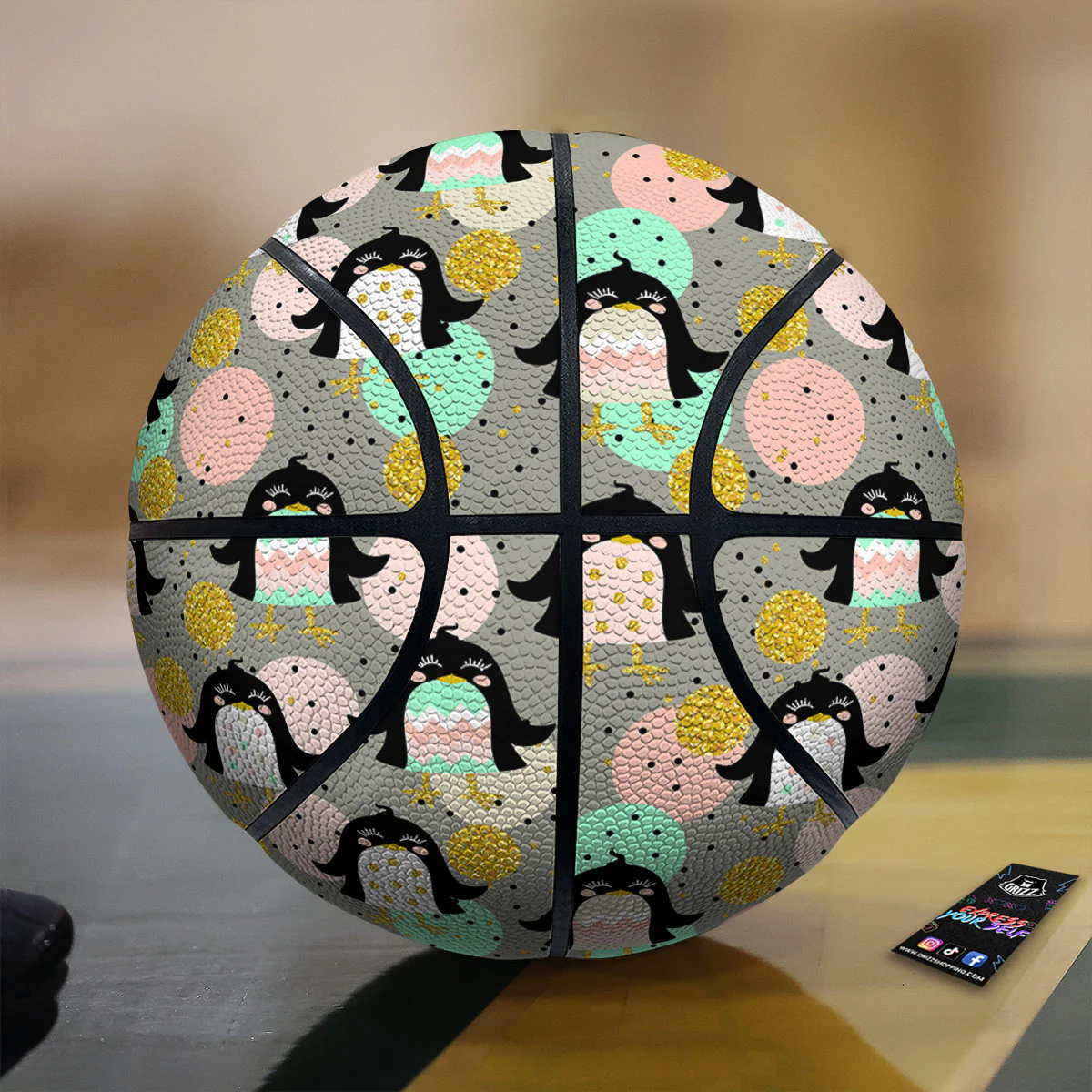Penguin Pink Polka Print Pattern Basketball