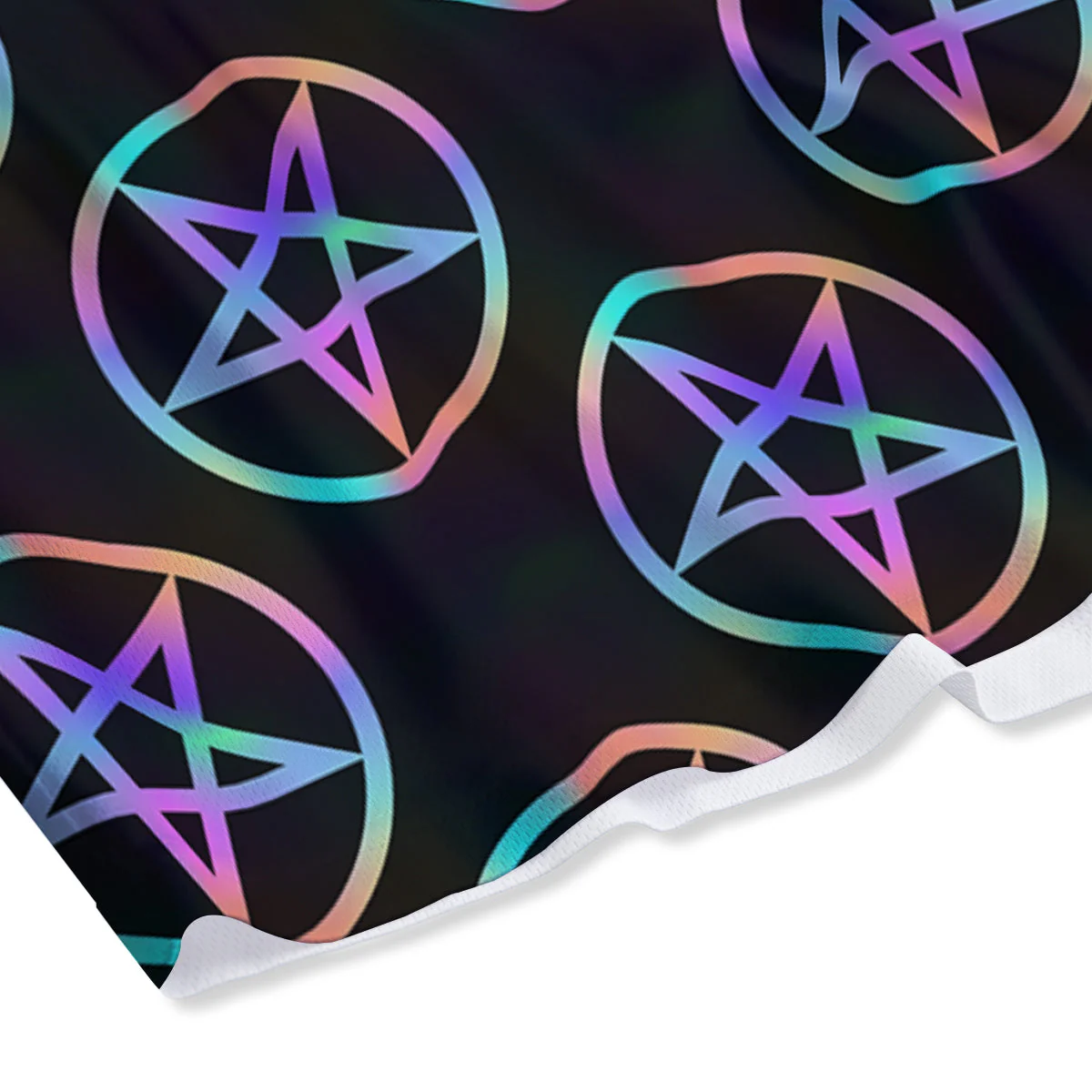 Pentagram Holographic Print Pattern Mesh Shorts - Image 4