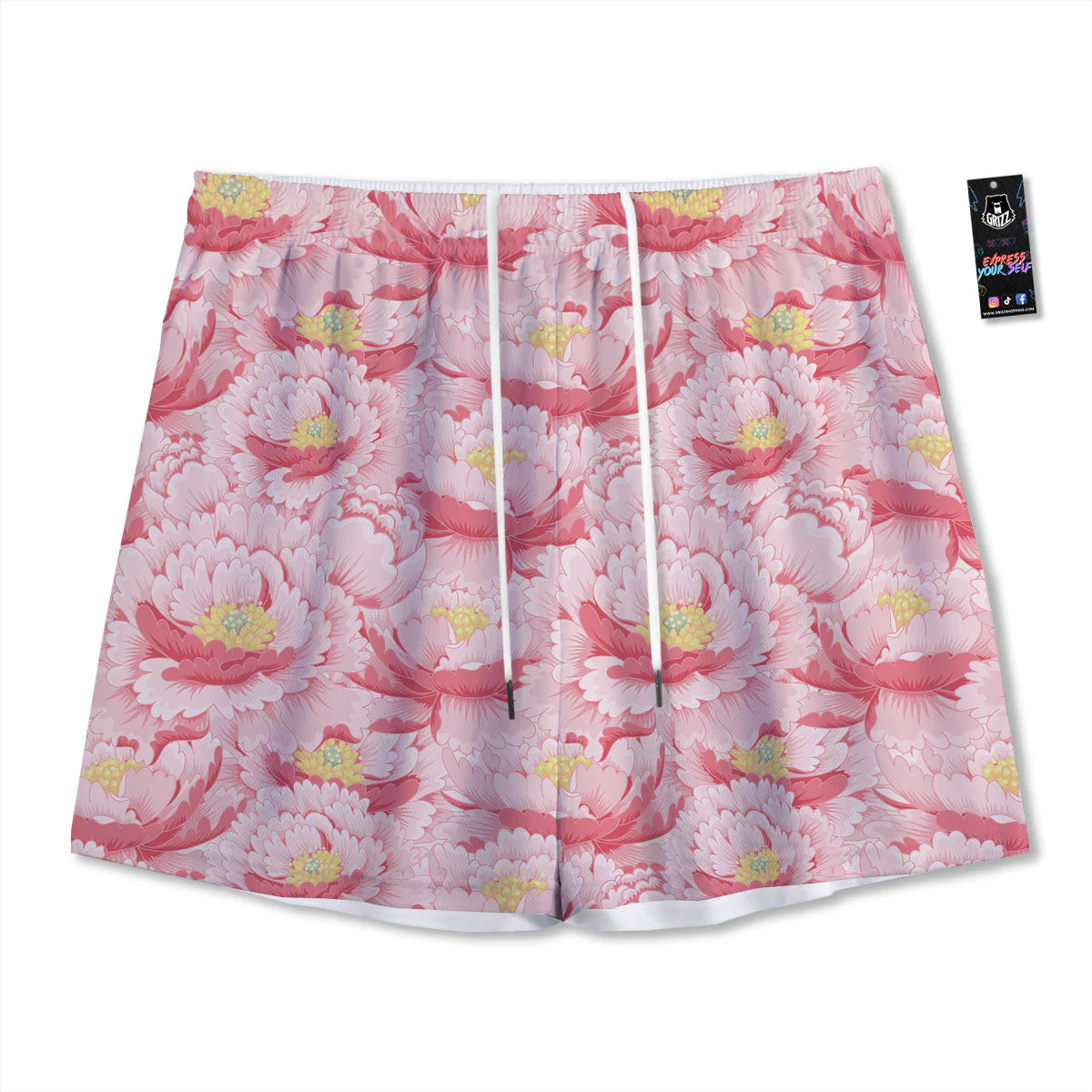 Peony Japanese Print Mesh Shorts