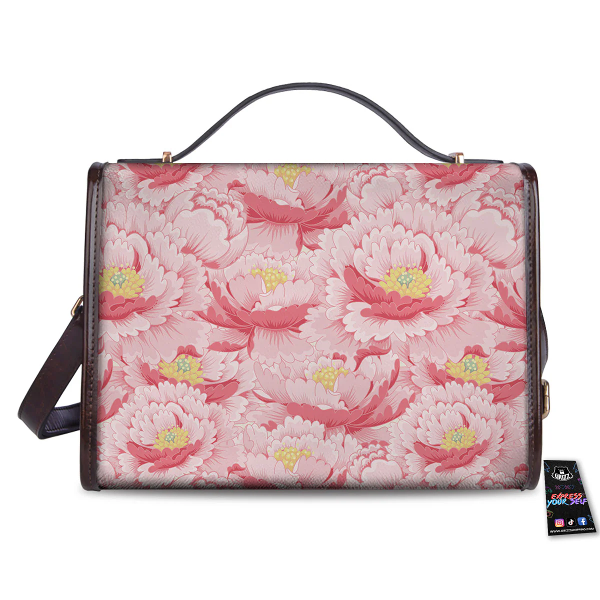Peony Japanese Print Women's Satchel Bag - Image 2
