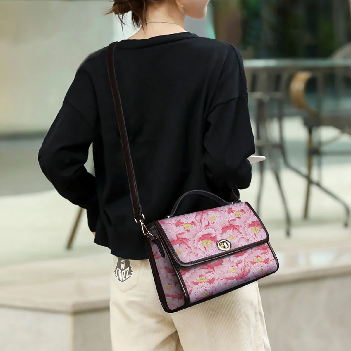 Peony Japanese Print Women's Satchel Bag - Image 3