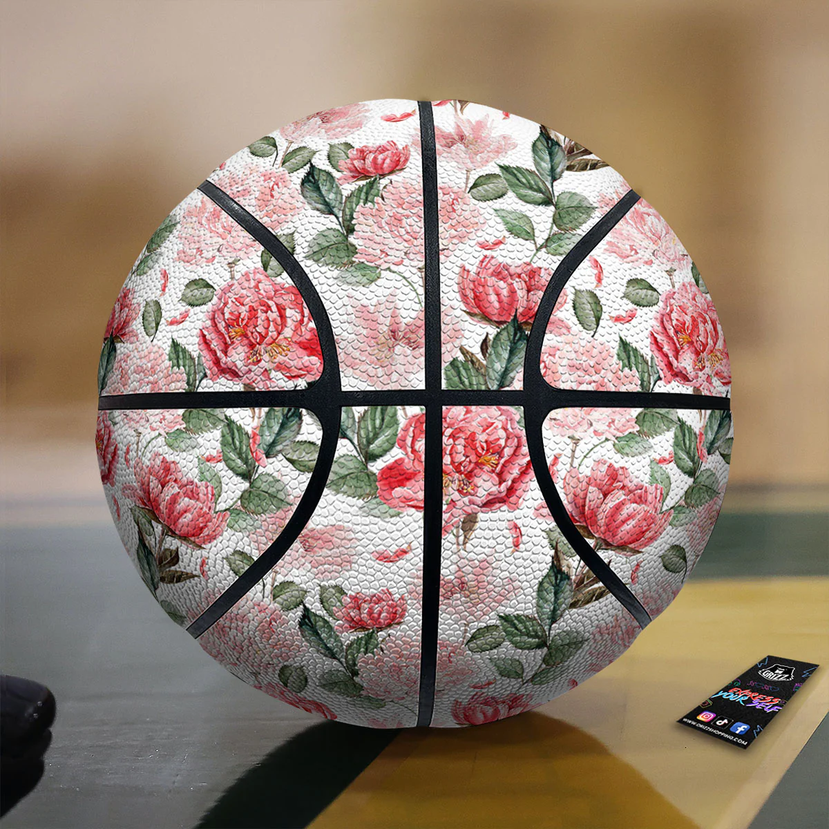 Peony Pink Print Pattern Basketball